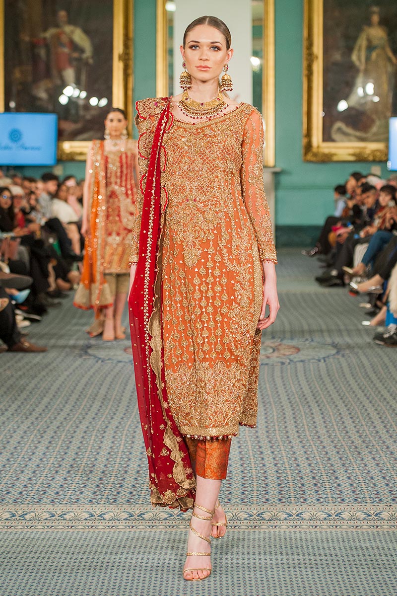 Rust Kora Dabka Embellished Long Shirt (3-Piece) - Image 1