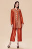 Pakistani Rust Dori Embellished Raw Silk Coat (2-Piece) - Image 2