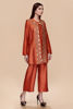 Pakistani Rust Dori Embellished Raw Silk Coat (2-Piece) - Image 3