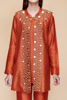 Pakistani Rust Dori Embellished Raw Silk Coat (2-Piece) - Image 4