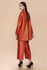 Pakistani Rust Dori Embellished Raw Silk Coat (2-Piece) - Image 5