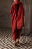 Rust Hand-Embellished Silk Kaftan Set (3-Piece) - Image 4