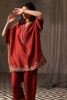 Rust Hand-Embellished Silk Kaftan Set (3-Piece) - Image 6