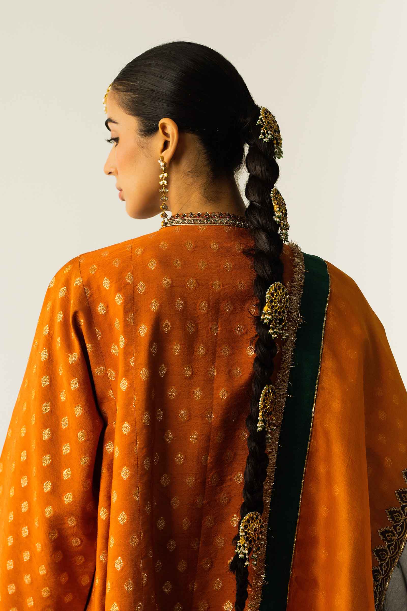 Rust & Black Zari Jacquard Lehenga (3-Piece) - Image 10