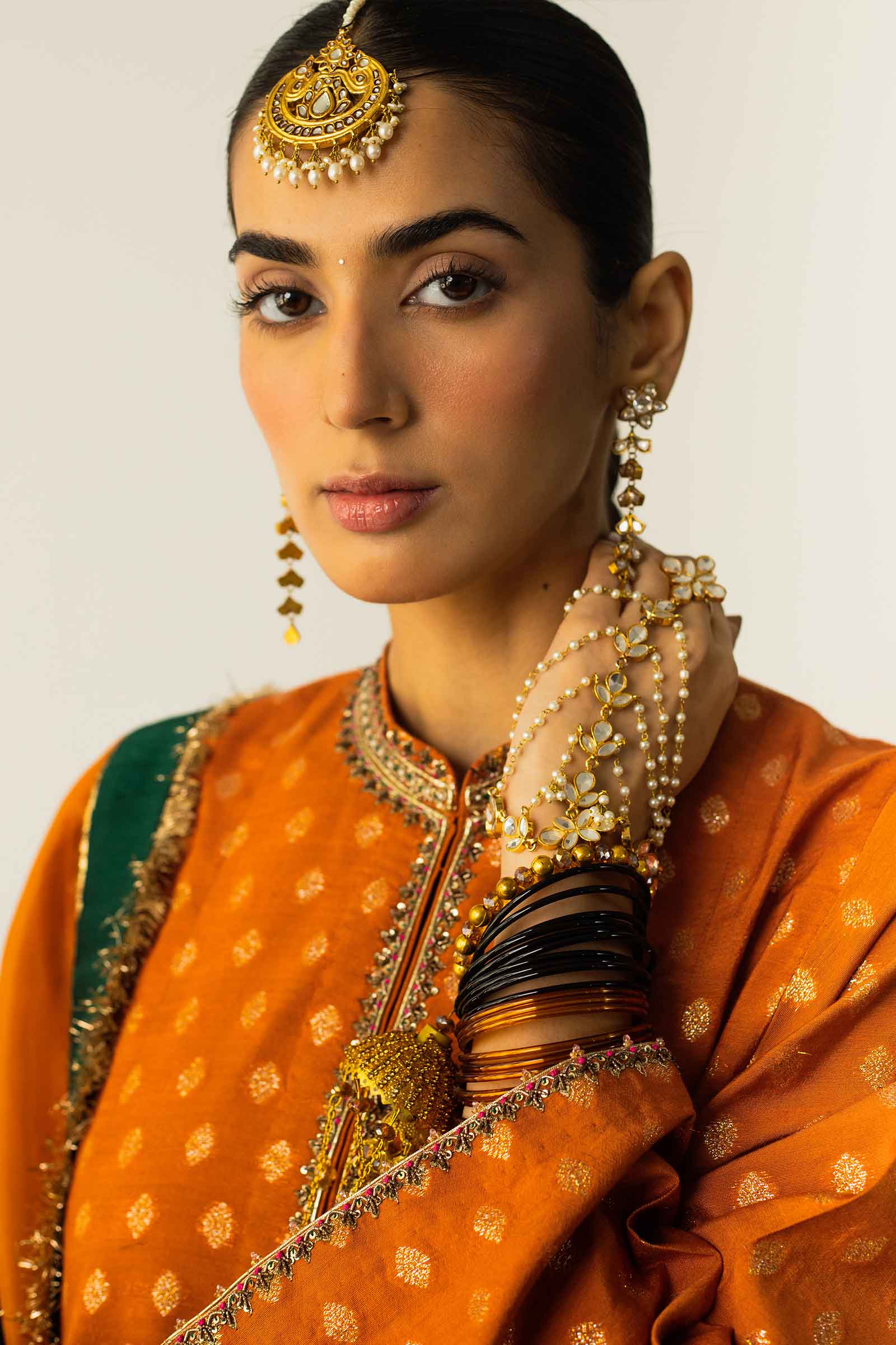 Rust & Black Zari Jacquard Lehenga (3-Piece) - Image 2