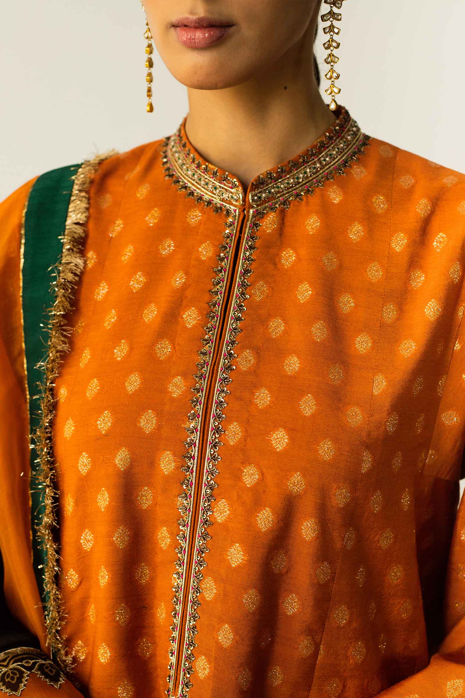 Rust & Black Zari Jacquard Lehenga (3-Piece) - Image 6