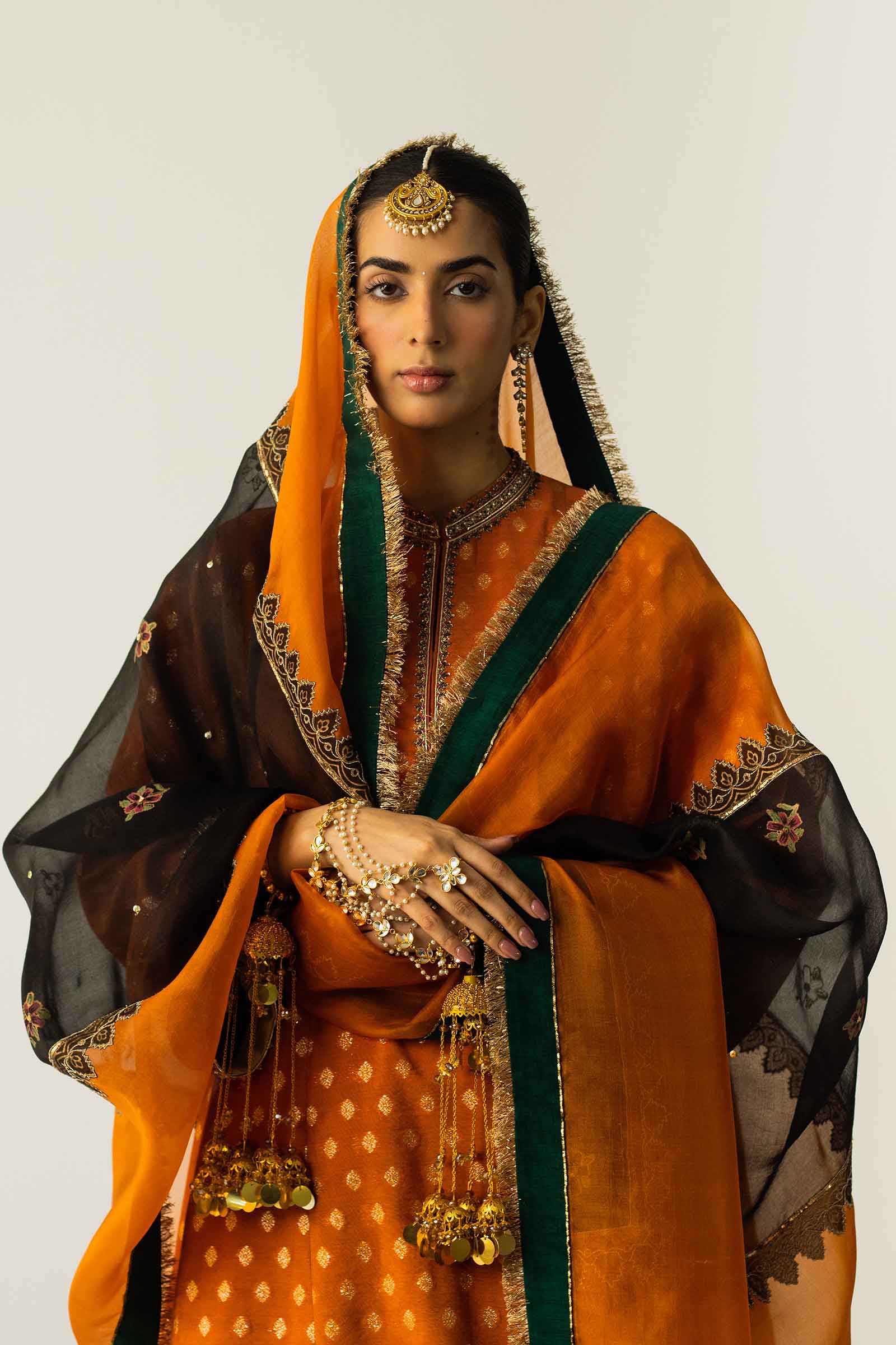 Rust & Black Zari Jacquard Lehenga (3-Piece) - Image 7