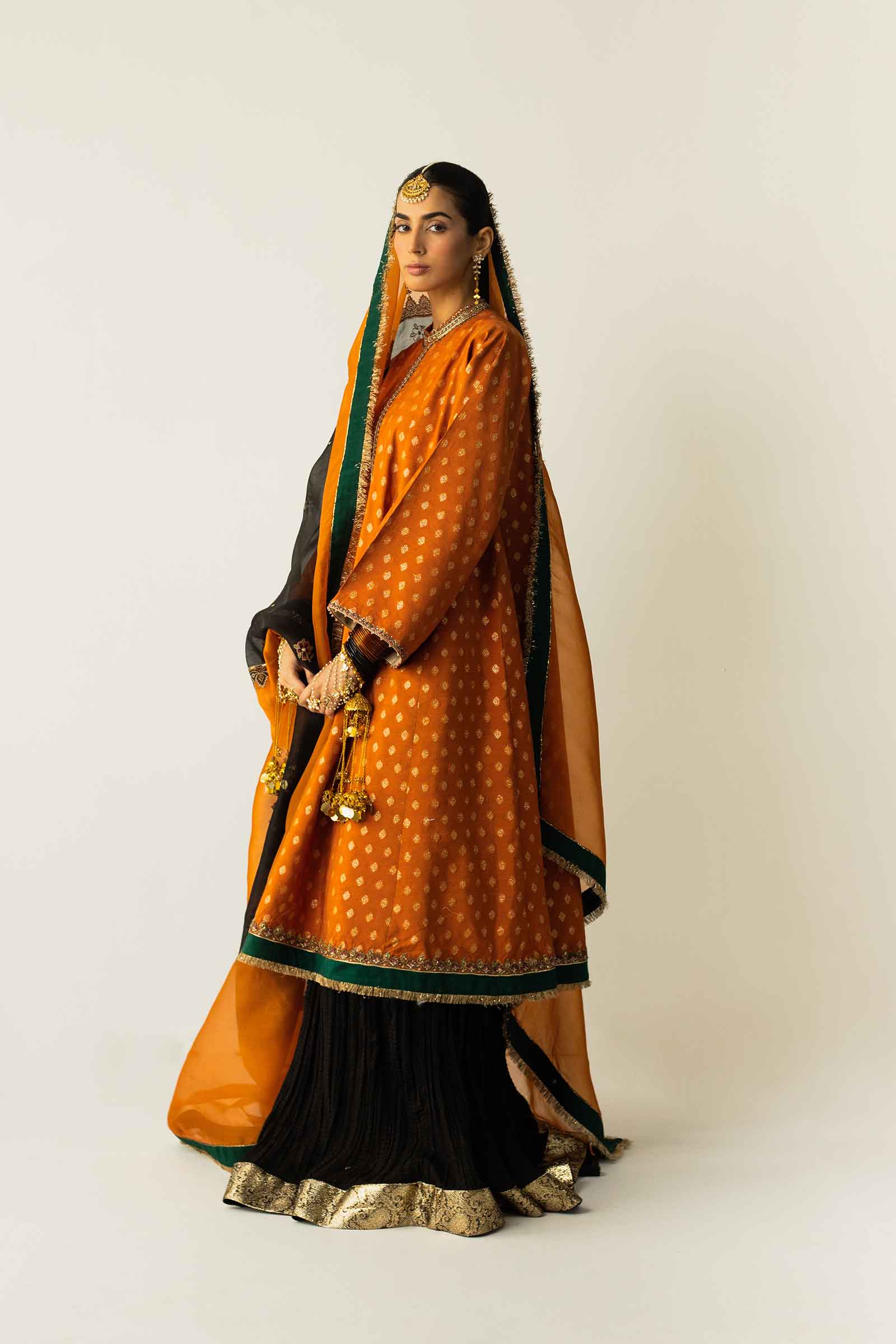 Rust & Black Zari Jacquard Lehenga (3-Piece) - Image 8