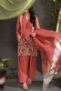 Pakistani Rust Ari Embroidered Organza & Raw Silk Shalwar Kameez (3-Piece) - Image 2