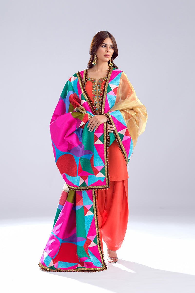 Rust Zardozi Raw Silk Salwar Kameez (3-Piece) - Image 5