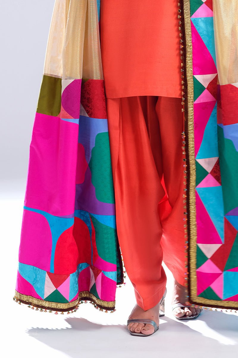 Rust Zardozi Raw Silk Salwar Kameez (3-Piece) - Image 6