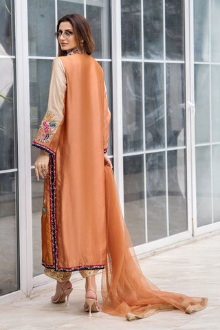 Rust and Cream Embroidered Silk Kurta (3-Piece) - Image 5