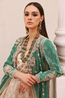 Dusty Sage Embroidered Velvet Jacket & Organza Kalidaar (2-Piece) - Image 10