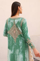 Dusty Sage Embroidered Velvet Jacket & Organza Kalidaar (2-Piece) - Image 13