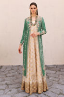 Dusty Sage Embroidered Velvet Jacket & Organza Kalidaar (2-Piece) - Image 2