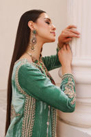 Dusty Sage Embroidered Velvet Jacket & Organza Kalidaar (2-Piece) - Image 6