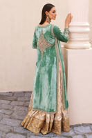 Dusty Sage Embroidered Velvet Jacket & Organza Kalidaar (2-Piece) - Image 7