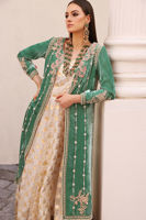 Dusty Sage Embroidered Velvet Jacket & Organza Kalidaar (2-Piece) - Image 9