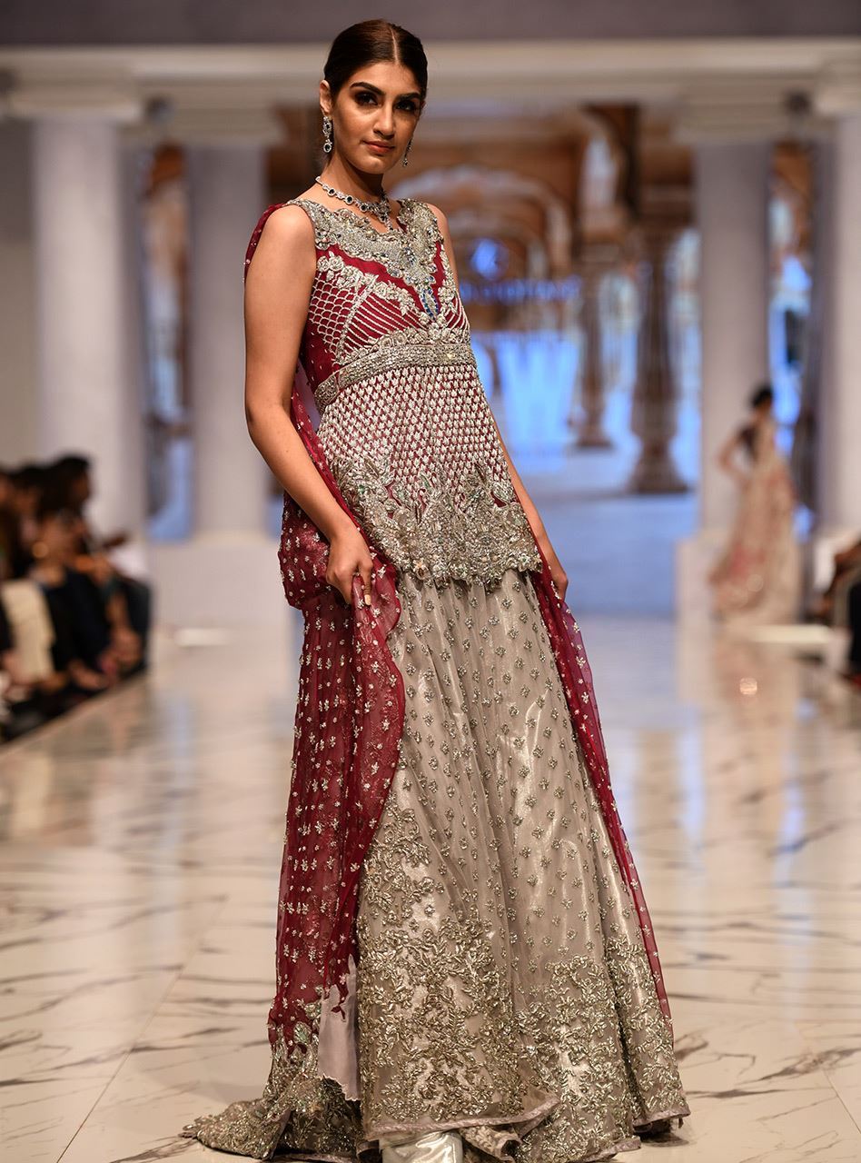 Silver Magenta Embellished Net Cape Dress (2-Piece) - Image 2