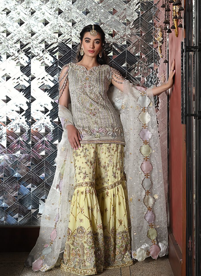 Pastel Gota Silk Gharara Set (3-Piece) - Image 3