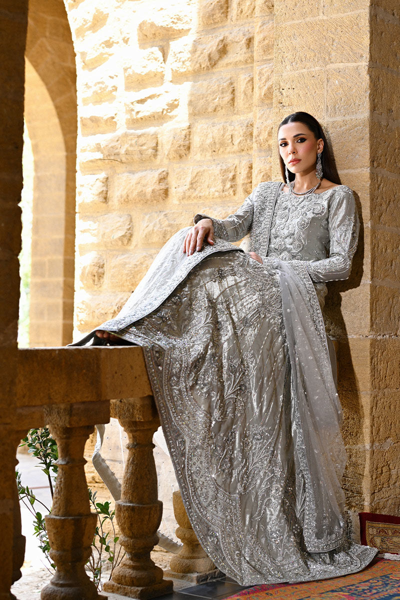 Silver Embellished Lama Mermaid Gown (2-Piece) - Image 4