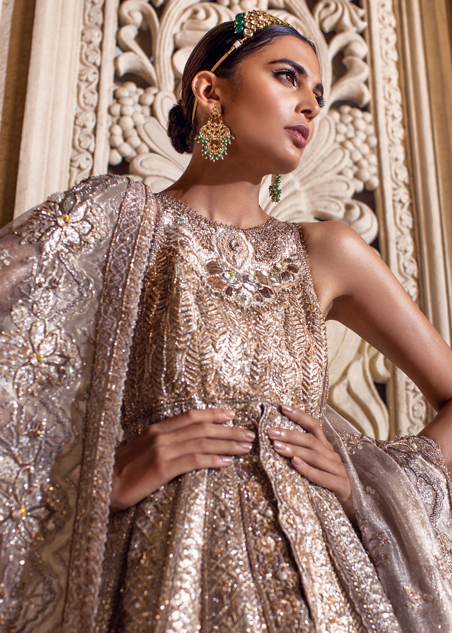 Platinum Metallic Embellished Bridal Gown (2-Piece) - Image 5