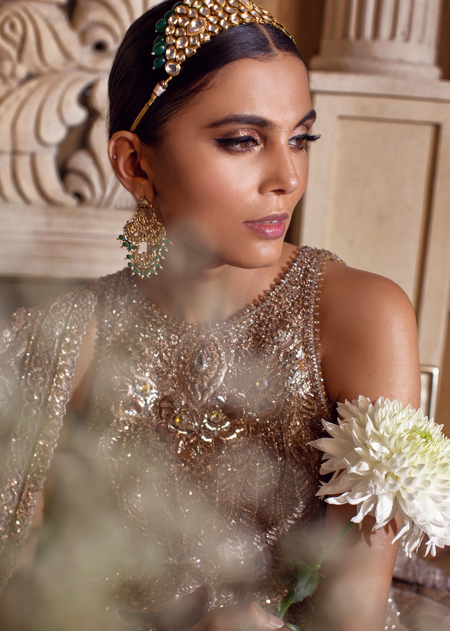 Platinum Metallic Embellished Bridal Gown (2-Piece) - Image 7