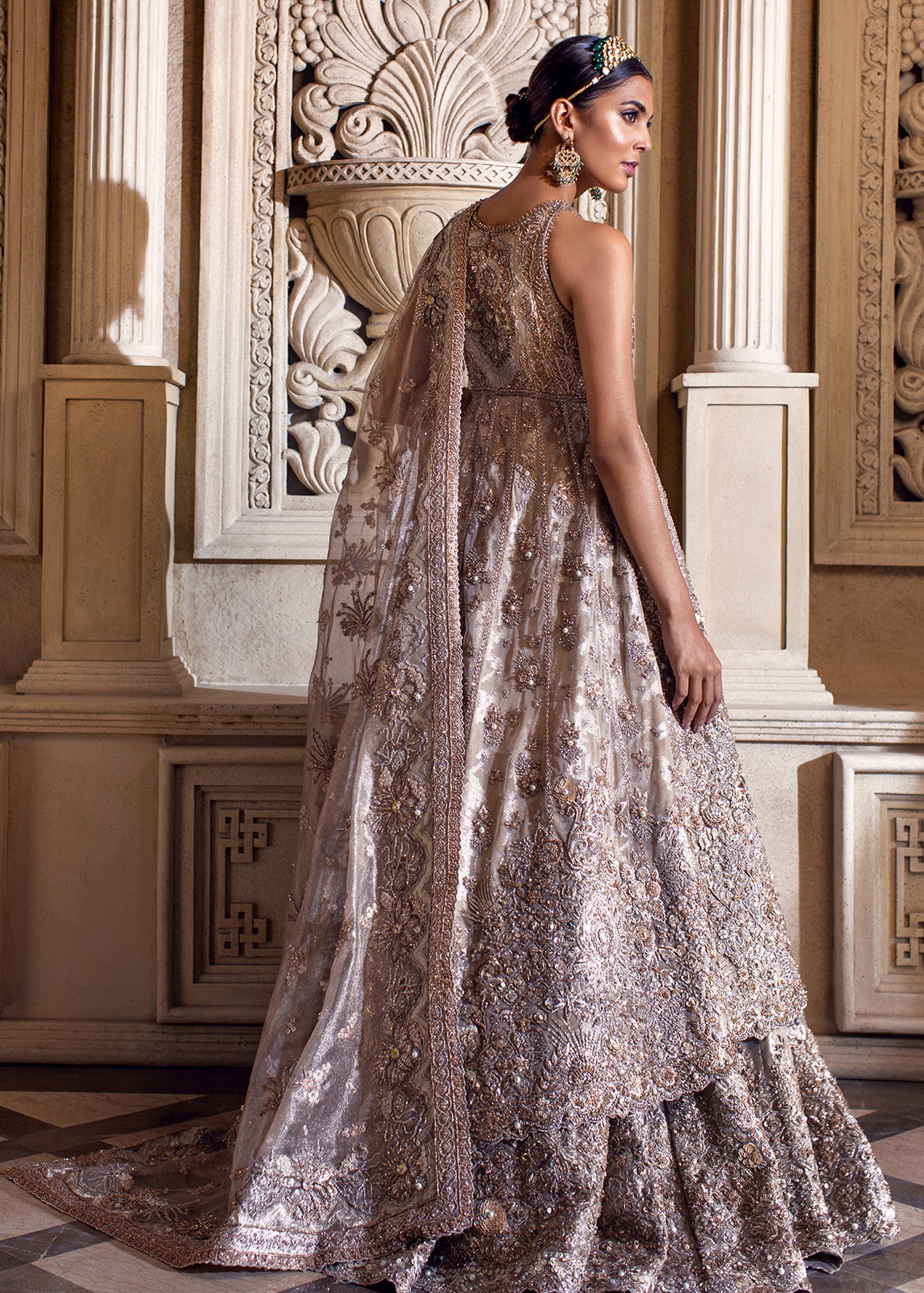 Platinum Metallic Embellished Bridal Gown (2-Piece) - Image 9