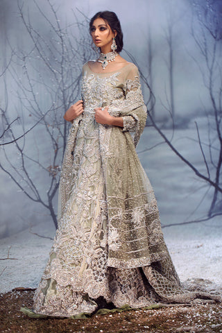 Silver Grey Embellished Net Gown (1-Pc) - Image 5