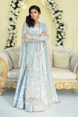 Pakistani Silver Grey Hand-Embellished Net Gown (2-Piece) - Image 2