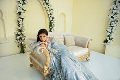 Pakistani Silver Grey Hand-Embellished Net Gown (2-Piece) - Image 7