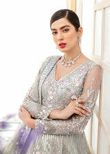 Silver Hand-Embellished Net & Organza Bridal Gown (2-Piece) - Image 5