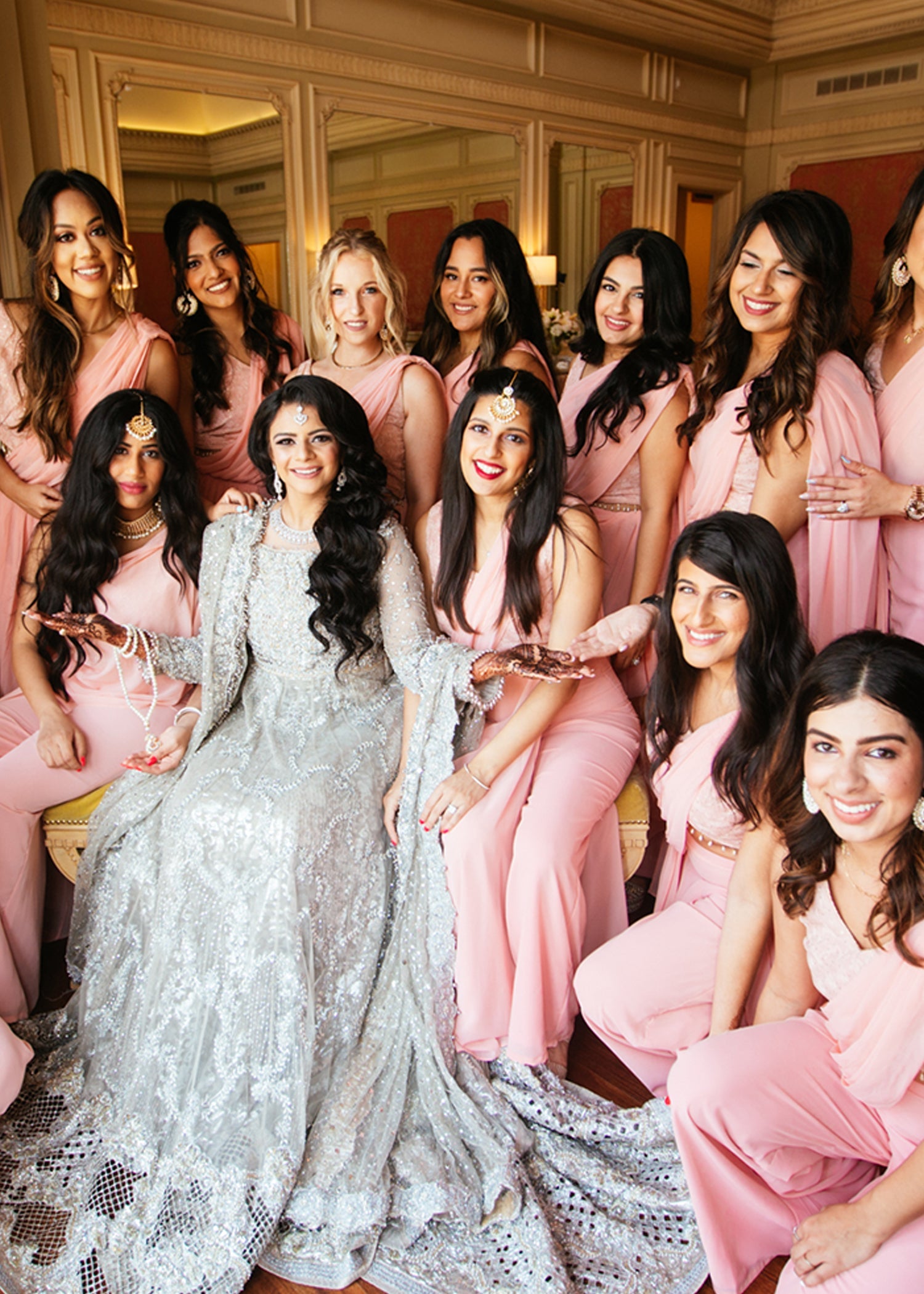 Pakistani Silver Embellished Net Bridal Gown (2-Piece) - Image 7