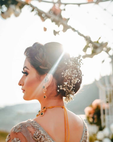 Pakistani Silver Grey Embellished Net Bridal Gown (1-Pc) - Image 5