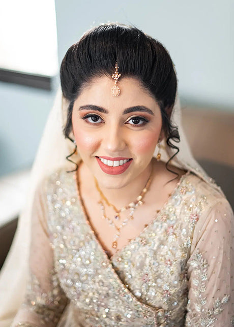 Pakistani Silver Grey Embellished Net Bridal Gown (2-Piece) - Image 3