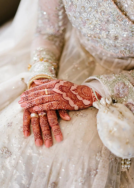 Pakistani Silver Grey Embellished Net Bridal Gown (2-Piece) - Image 4