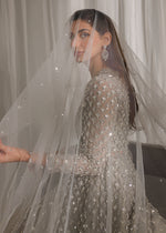 Silver Crystal Pearl Net Tissue Bridal Gown (3-Piece) - Image 3