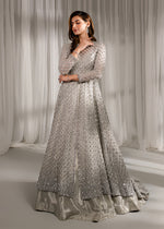 Silver Crystal Pearl Net Tissue Bridal Gown (3-Piece) - Image 5
