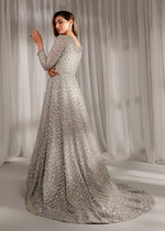 Silver Crystal Pearl Net Tissue Bridal Gown (3-Piece) - Image 6
