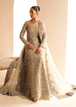 Indian Silver Grey Embroidered Net Bridal Gown (3-Piece) - Image 5