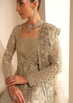 Indian Silver Grey Embroidered Net Bridal Gown (3-Piece) - Image 6
