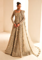 Indian Silver Grey Embroidered Net Bridal Gown (3-Piece) - Image 8