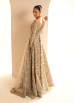 Silver Grey Embroidered Net Bridal Gown (3-Piece) - Image 9