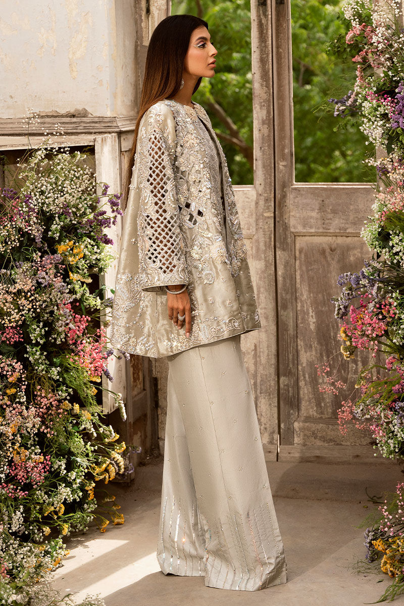 Silver Embroidered Lama Jacket 3-Piece - Image 3