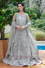 Pakistani Silver Grey Embellished Net Bridal Lehenga (3-Piece) - Image 4