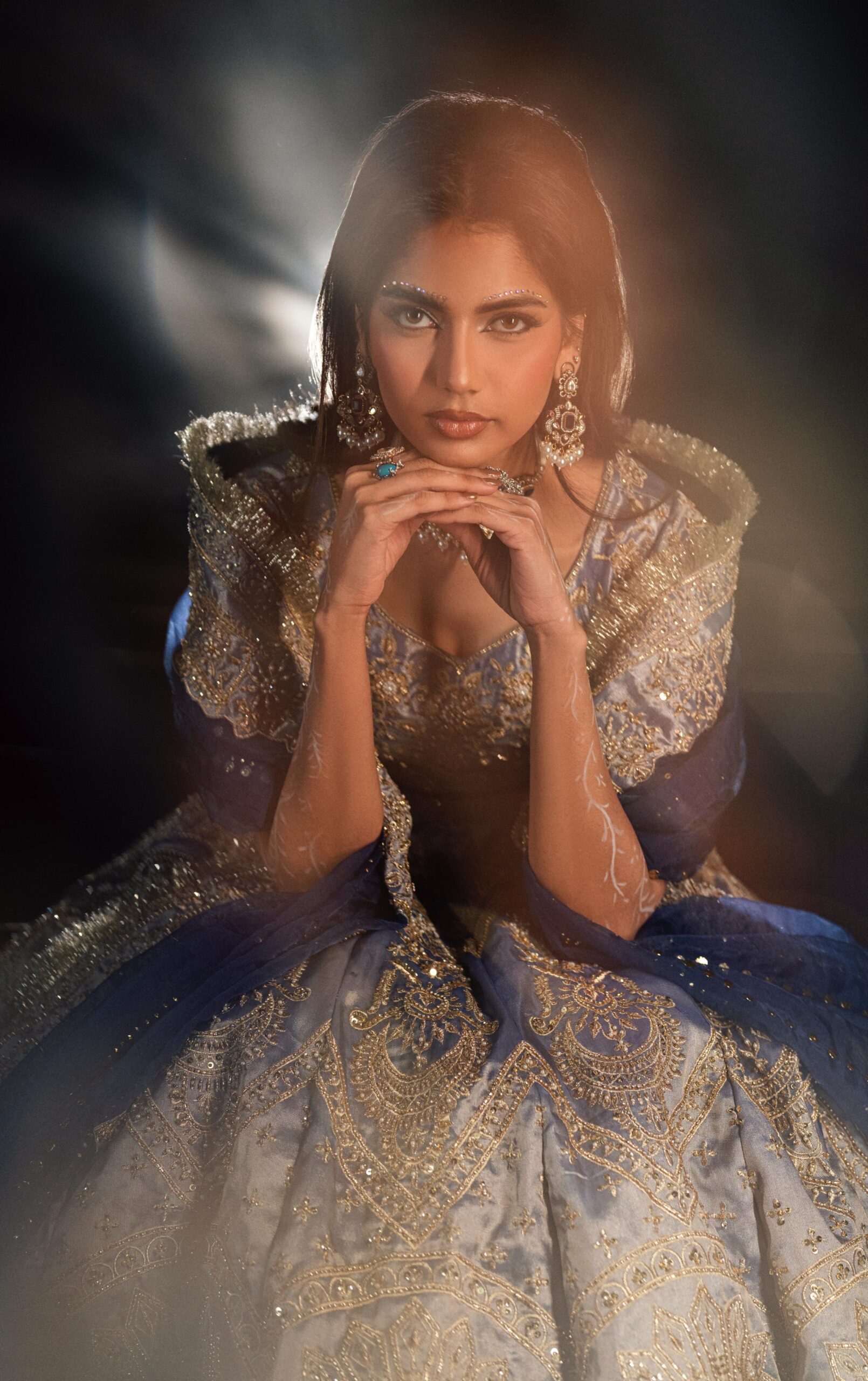 Pakistani Silver Lama Embellished Lehenga Choli (3-Piece) - Image 2