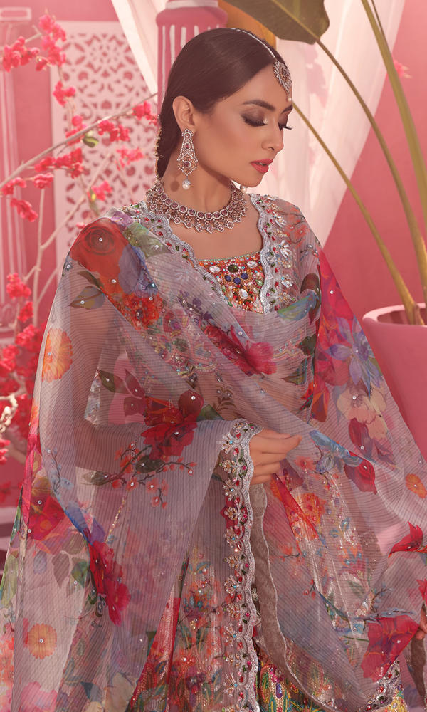 Silver Embroidered Lamé Brocade Lehenga (3-Piece) - Image 8