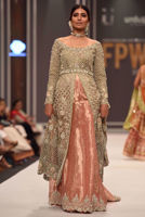 Pakistani Silver Swarovski & Resham Lame Farshi Lehnga (2-Piece) - Image 2