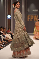 Pakistani Silver Swarovski & Resham Lame Farshi Lehnga (2-Piece) - Image 3