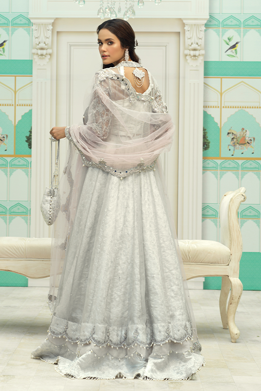 Silver Zardozi Maysuri Net Kalidar Lehenga (3-Piece) - Image 1